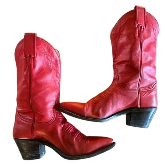 Vintage Red Larry Mahan Cowboy Boots – Size 6.5 B – Handmade in El Paso, Texas