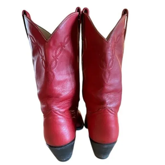 Vintage Red Larry Mahan Cowboy Boots – Size 6.5 B – Handmade in El Paso, Texas