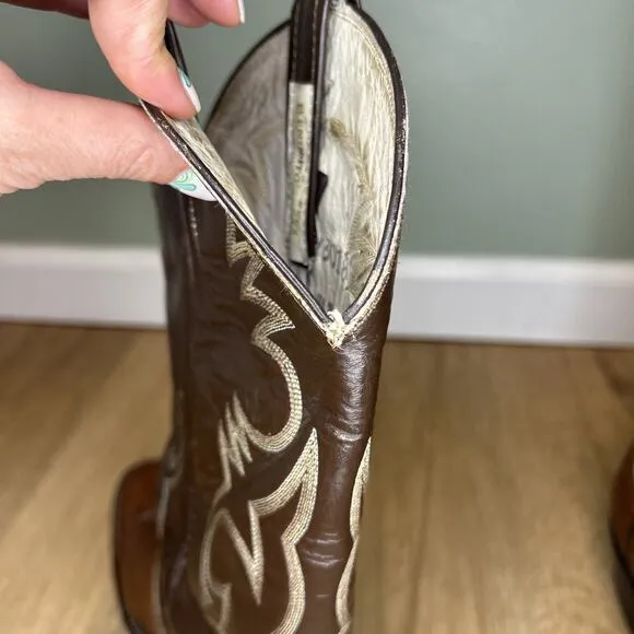 *Vintage* Remington Mens 8.5 D Cowboy Boots Brown Leather Western Rodeo Bull