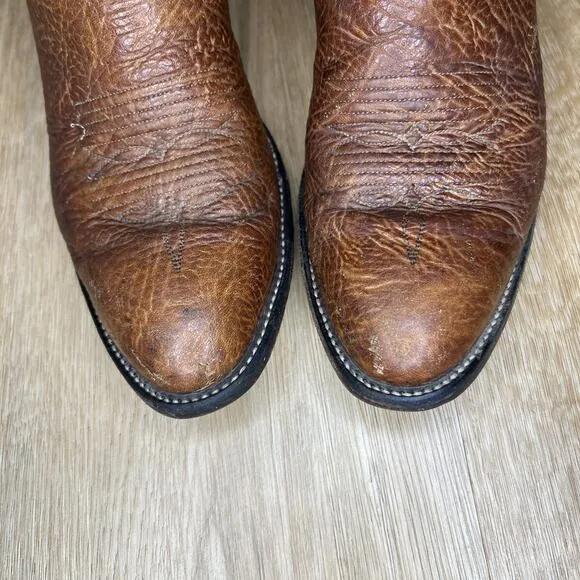 *Vintage* Remington Mens 8.5 D Cowboy Boots Brown Leather Western Rodeo Bull