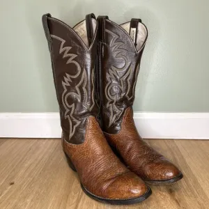 *Vintage* Remington Mens 8.5 D Cowboy Boots Brown Leather Western Rodeo Bull