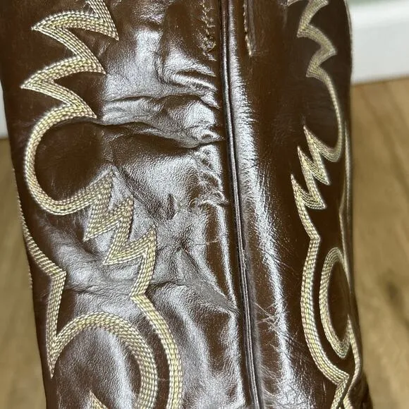 *Vintage* Remington Mens 8.5 D Cowboy Boots Brown Leather Western Rodeo Bull