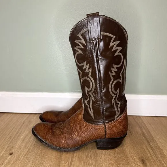 *Vintage* Remington Mens 8.5 D Cowboy Boots Brown Leather Western Rodeo Bull