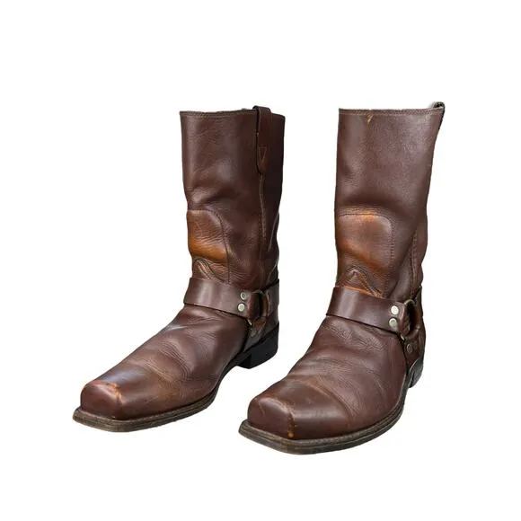 Vintage Sears Men’s Brow Leather Harness Boots Size US 13 D