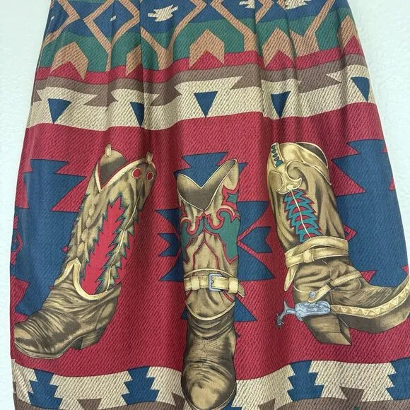 Vintage Sharon Young Mini Wrap Skirt Western Cowboy Boot Theme Southwest 2
