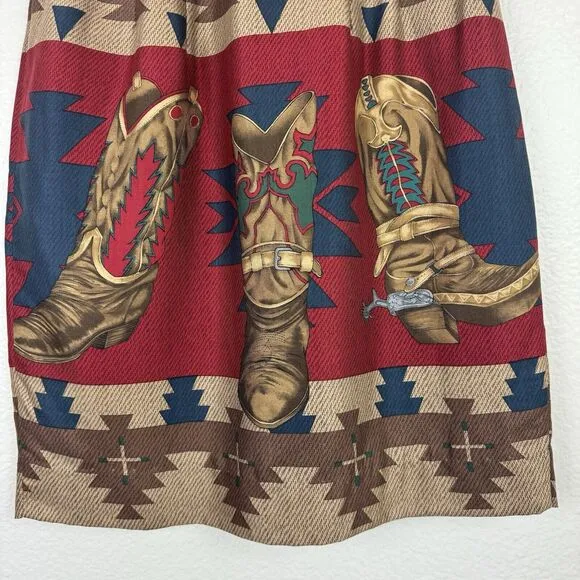Vintage Sharon Young Mini Wrap Skirt Western Cowboy Boot Theme Southwest 2