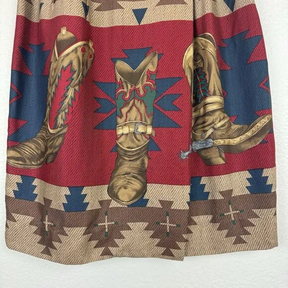 Vintage Sharon Young Mini Wrap Skirt Western Cowboy Boot Theme Southwest 2