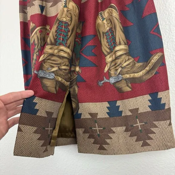 Vintage Sharon Young Mini Wrap Skirt Western Cowboy Boot Theme Southwest 2