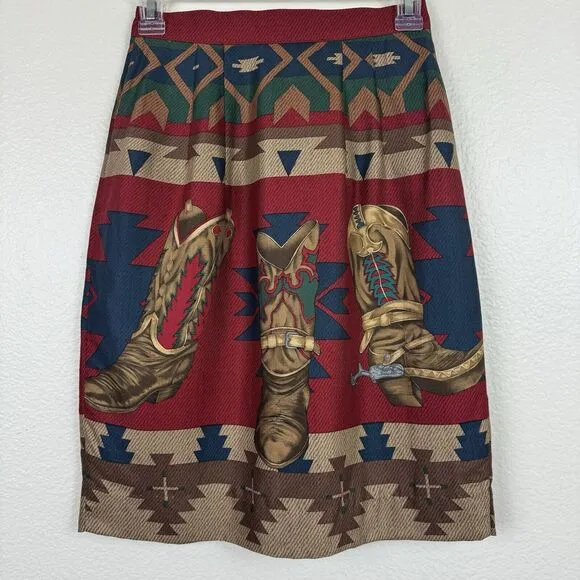 Vintage Sharon Young Mini Wrap Skirt Western Cowboy Boot Theme Southwest 2