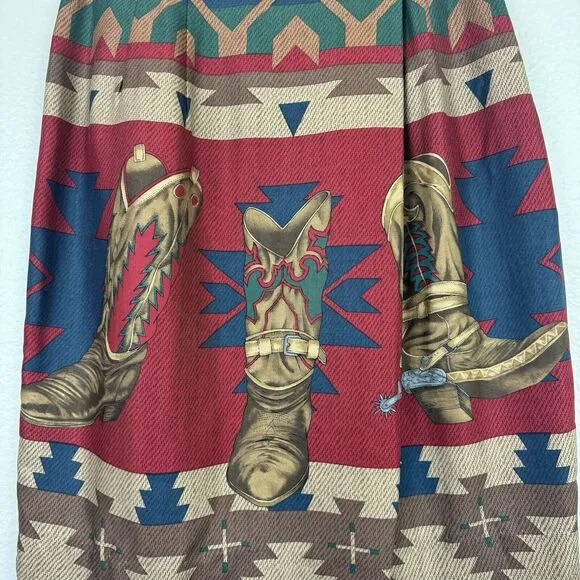 Vintage Sharon Young Mini Wrap Skirt Western Cowboy Boot Theme Southwest 2