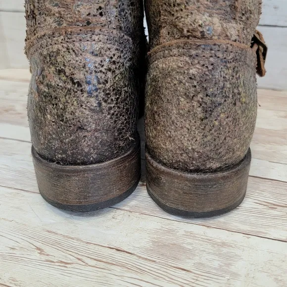 Vintage shoe Co. Crackle leather moto boots VW6527