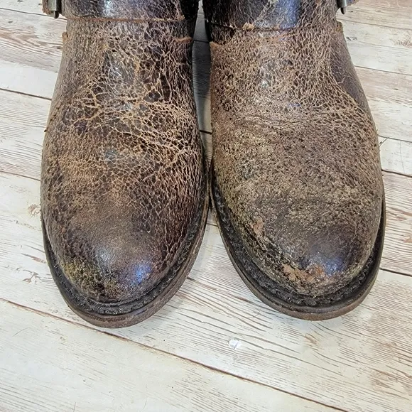 Vintage shoe Co. Crackle leather moto boots VW6527