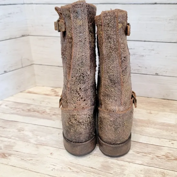 Vintage shoe Co. Crackle leather moto boots VW6527