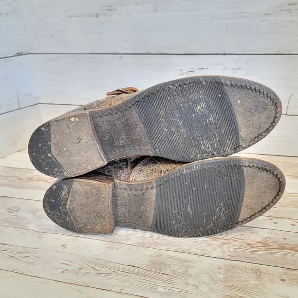 Vintage shoe Co. Crackle leather moto boots VW6527