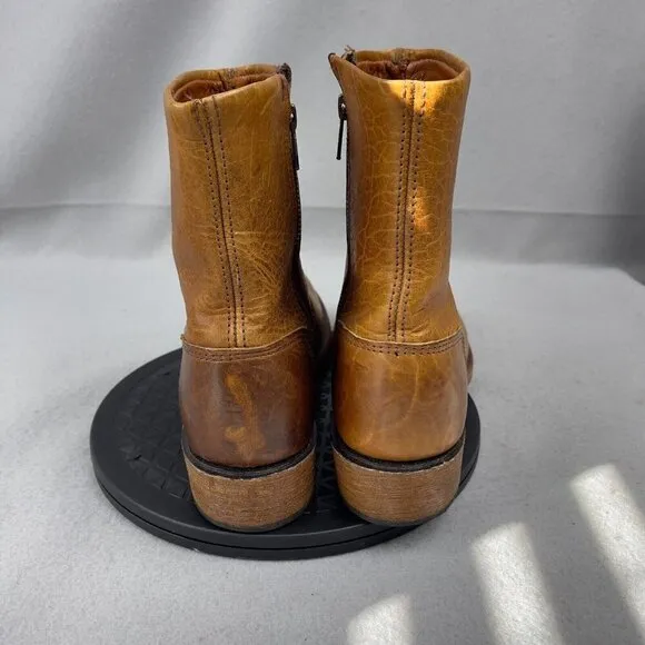 Vintage Shoe Company Brown Leather Zip Ankle Boots Size 8 Made in USA