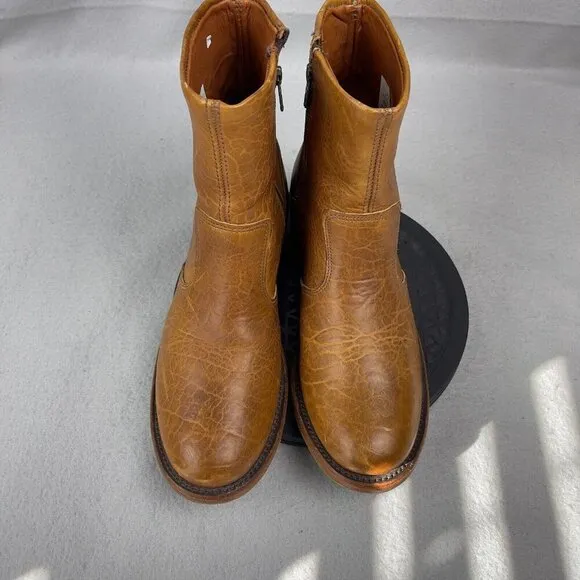 Vintage Shoe Company Brown Leather Zip Ankle Boots Size 8 Made in USA