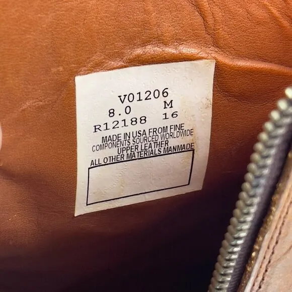 Vintage Shoe Company Brown Leather Zip Ankle Boots Size 8 Made in USA