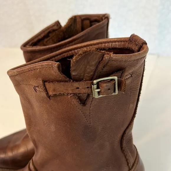 VINTAGE SHOE COMPANY WOMENS VTG SHORT LEATHER BIKER RIDING BOOTS BROWN 7.5