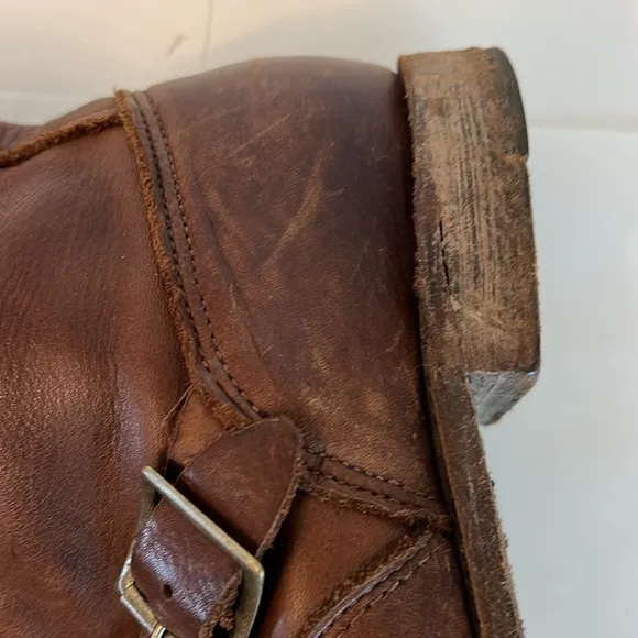 VINTAGE SHOE COMPANY WOMENS VTG SHORT LEATHER BIKER RIDING BOOTS BROWN 7.5