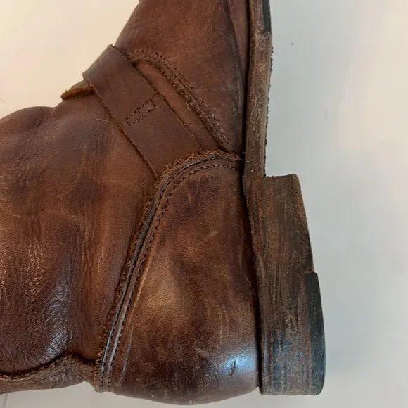 VINTAGE SHOE COMPANY WOMENS VTG SHORT LEATHER BIKER RIDING BOOTS BROWN 7.5