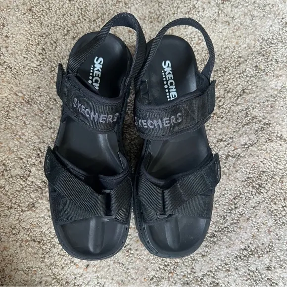 Vintage Skechers Jammers 90’s Y2K Black Chunky Sporty Grunge Platform Sandals 9