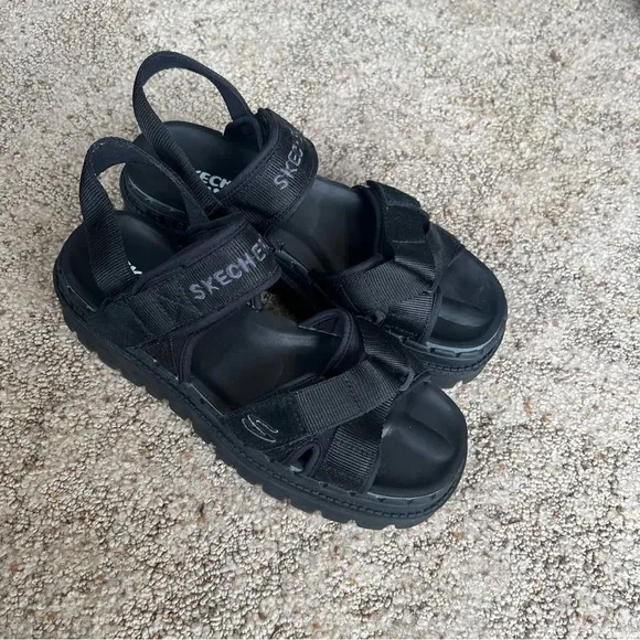 Vintage Skechers Jammers 90’s Y2K Black Chunky Sporty Grunge Platform Sandals 9