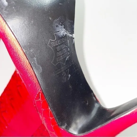 Vintage Snakeskin Leather Red Heeled Boots