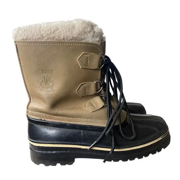 Vintage SOREL Womans 6 RAM Waterproof Snow Boots Shearling WOOL Lining Brown Tan