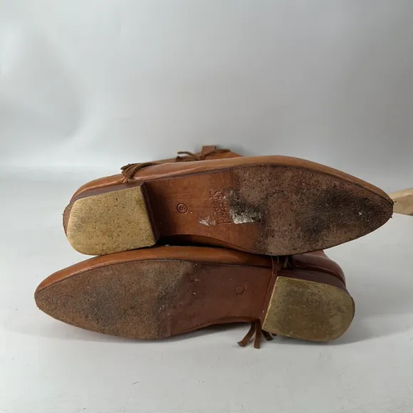 Vintage sportsgirl fringe high boots cognac western boho sz 8