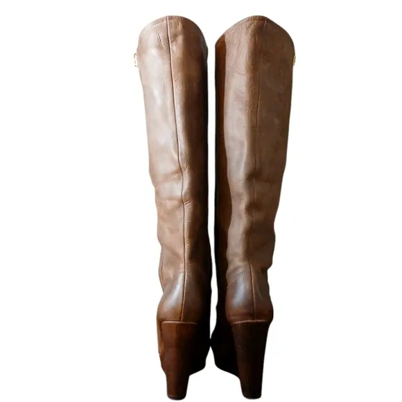 Vintage STEVEN Convertable Leather Knee High Wedge Boots by Steve Madden