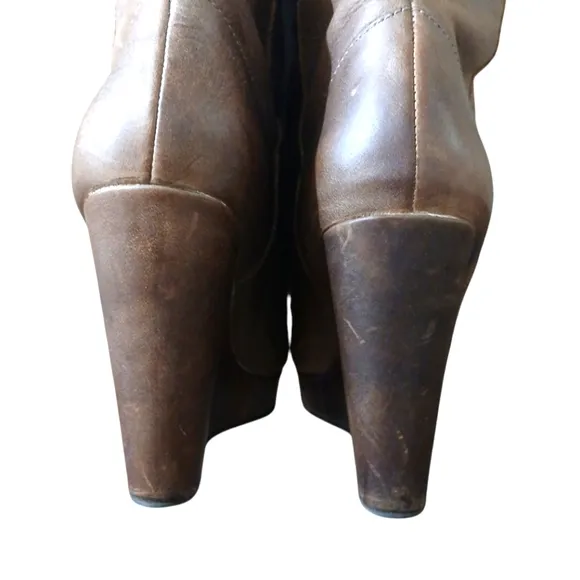 Vintage STEVEN Convertable Leather Knee High Wedge Boots by Steve Madden