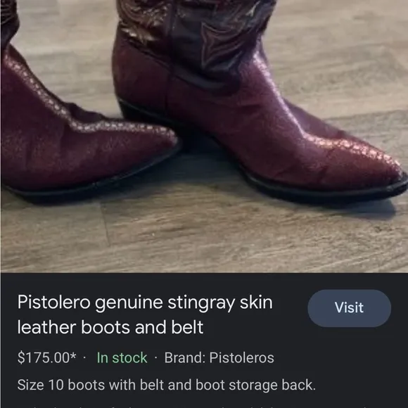 Vintage Stingray J Toe exotic cowboy boots leather maroon studded size 8