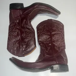 Vintage Stingray J Toe exotic cowboy boots leather maroon studded size 8