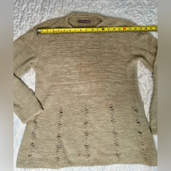 Vintage Su-Zen Distressed Knit Tunic Sweater Boho Avant-Garde Size S/M USA Made