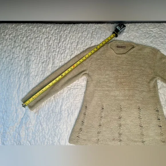Vintage Su-Zen Distressed Knit Tunic Sweater Boho Avant-Garde Size S/M USA Made