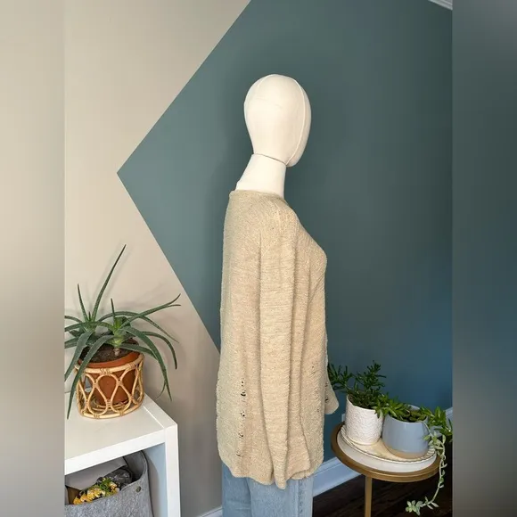 Vintage Su-Zen Distressed Knit Tunic Sweater Boho Avant-Garde Size S/M USA Made