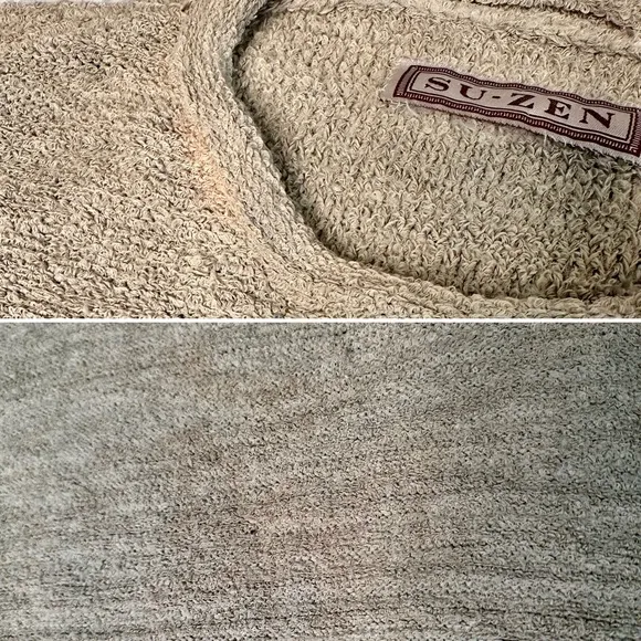 Vintage Su-Zen Distressed Knit Tunic Sweater Boho Avant-Garde Size S/M USA Made