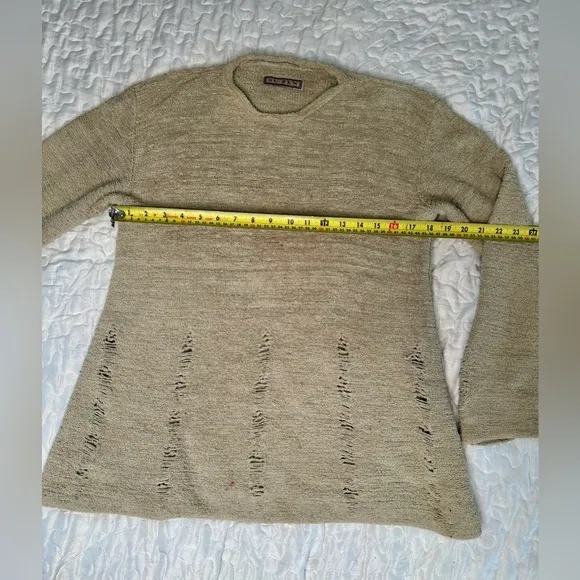 Vintage Su-Zen Distressed Knit Tunic Sweater Boho Avant-Garde Size S/M USA Made