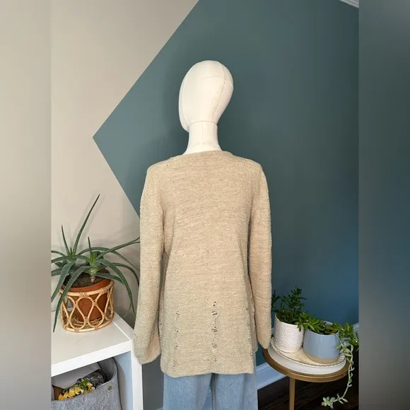 Vintage Su-Zen Distressed Knit Tunic Sweater Boho Avant-Garde Size S/M USA Made