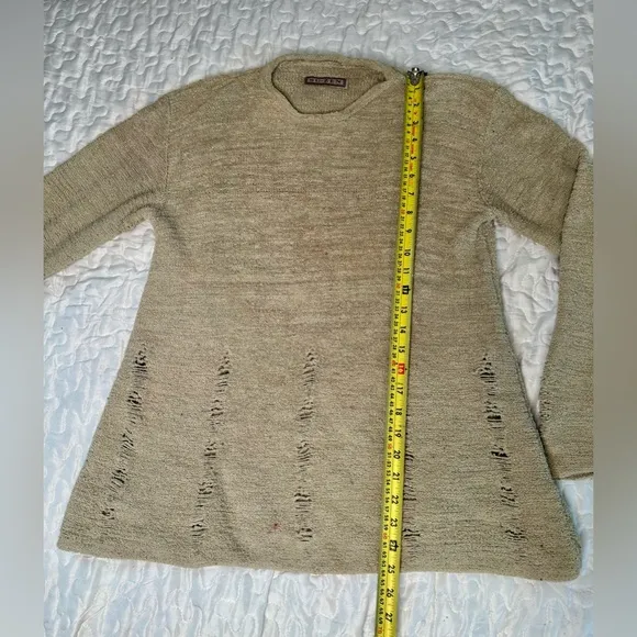 Vintage Su-Zen Distressed Knit Tunic Sweater Boho Avant-Garde Size S/M USA Made