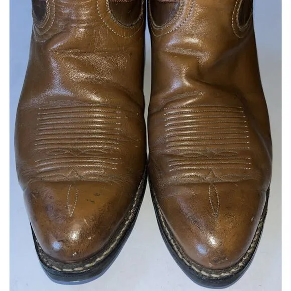 Vintage Tony Lama 6210 Western Boots Men’s 9E Two Tone‎ Brown Made In USA