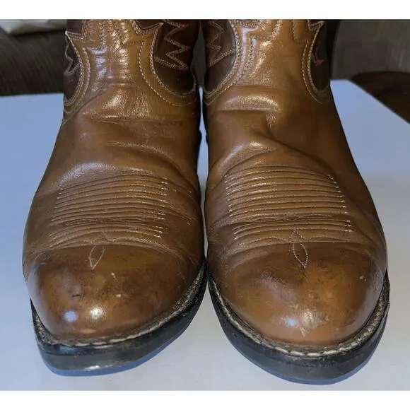 Vintage Tony Lama 6210 Western Boots Men’s 9E Two Tone‎ Brown Made In USA