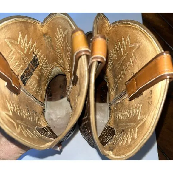 Vintage Tony Lama 6210 Western Boots Men’s 9E Two Tone‎ Brown Made In USA