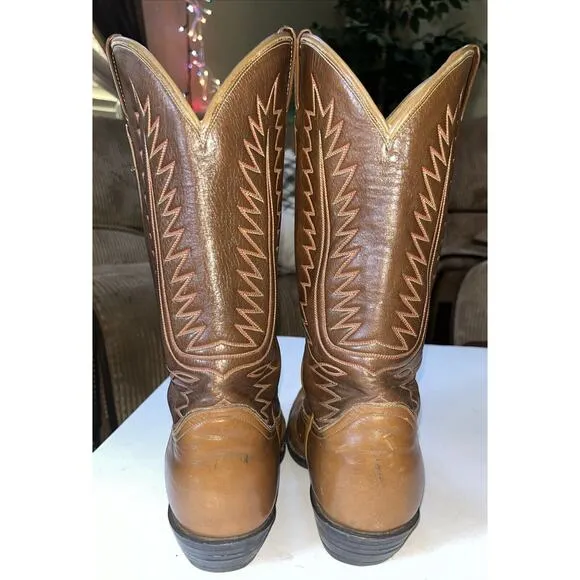 Vintage Tony Lama 6210 Western Boots Men’s 9E Two Tone‎ Brown Made In USA