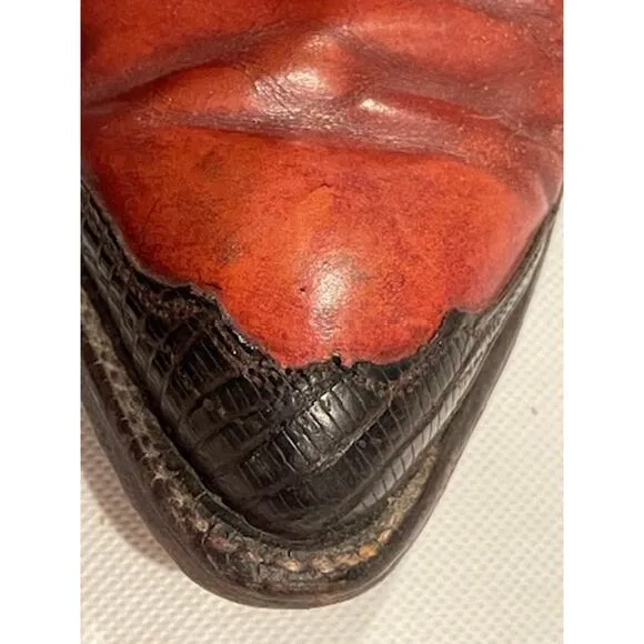 Vintage Tony Lama Black Label Cowboy Boots Leather Toe Detail
