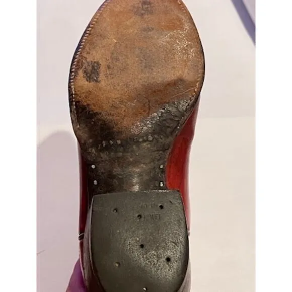 Vintage Tony Lama Black Label Cowboy Boots Leather Toe Detail