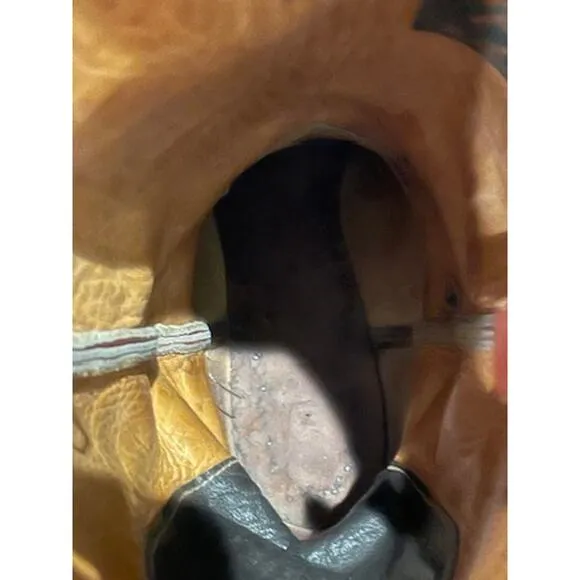 Vintage Tony Lama Black Label Cowboy Boots Leather Toe Detail
