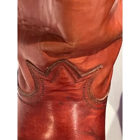 Vintage Tony Lama Black Label Cowboy Boots Leather Toe Detail