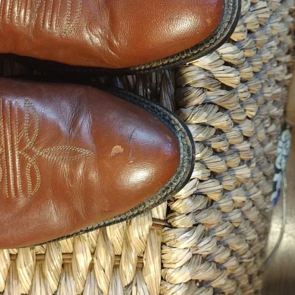Vintage Tony Lama Brown Leather Cowboy Boots 11.5