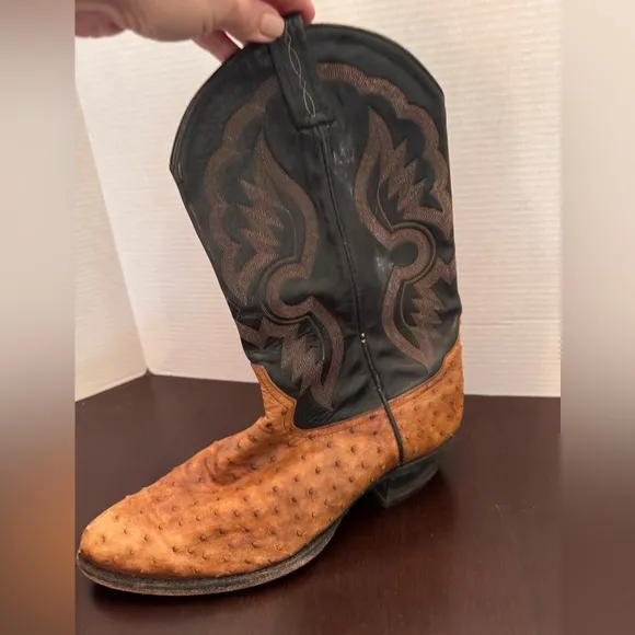 Vintage Tony Lama Ostrich Cowboy Boots